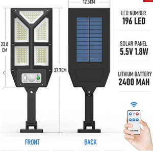 Lampa solara tip stradala LF-1912B COB, montaj pe perete, pentru exterior - Img 3