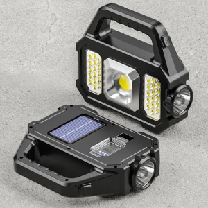 Lanterna solara LED cu COB lateral, 5W, 6 moduri de iluminare, portabila, cu maner, multifunctionala - Img 5