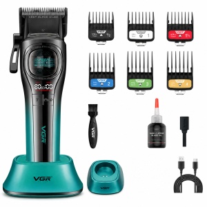 Masina de tuns profesionala VGR V-888C, Motor 7000/8000 RPM, Acumulator 2500 mAh, Display LED, 6 Piepteni Inclusi