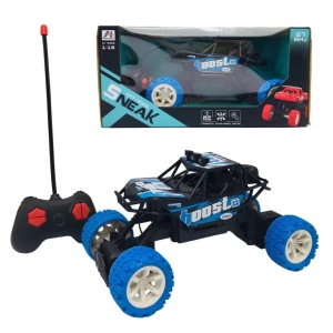 Masina off road de jucarie cu telecomanda 27 MHz, cu lumini, scara 1:18, 20x12x11 cm, negru-albastru/negru-verde - Img 2