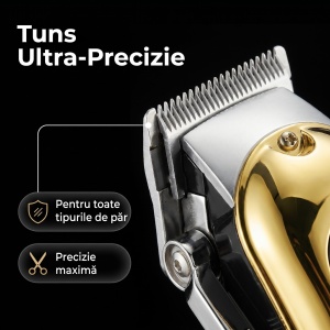 Masina Profesionala de tuns VGR V-680, Autonomie 200 Minute, Display LED, Lame din Otel Inoxidabil, Incarcare USB, Auriu - Img 4
