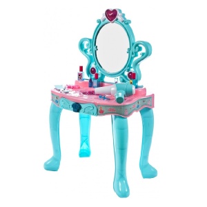 Masuta de Make-Up cu o Oglinda pentru Copii 3 ani+, cu Lumini si Sunete, 14 Accesorii 45x30x72 cm, Turcoaz - Img 2