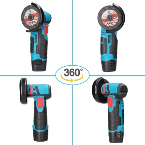 Mini polizor unghiular portabil, cu 2 acumulatori 12V, 750W, 1500mAh, 19500rpm, 2 discuri 76mm - Img 7
