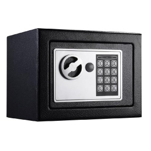 Mini seif electronic, cu set de chei si cifru digital, din otel, 23x17x17 cm, negru - Img 4