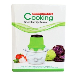 Mini tocator de legume, fructe, carne, 250W, capacitate 1.8L, 24.2x18x18 cm, verde-transparent - Img 4