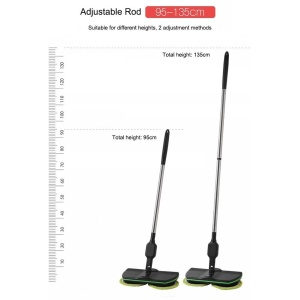 Mop electric fara fir, cu 2 seturi de dischete din microfibra si maner telescopic 130cm, negru - Img 13