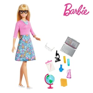 Papusa Barbie invatatoare cu 10 accesorii incluse