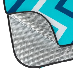 Patura Picnic cu Strat din Aluminiu, Model cu Dungi Zigzag, 200x200cm, Albastru - Img 3