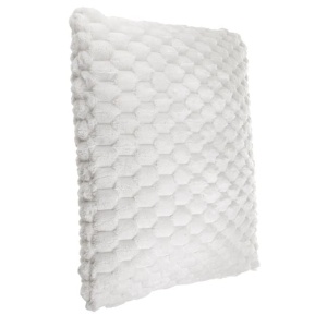 Perna decorativa, pentru canapea sau pat, aspect de blanita cu model reliefat in dungi, 60x60 cm, crem - Img 2