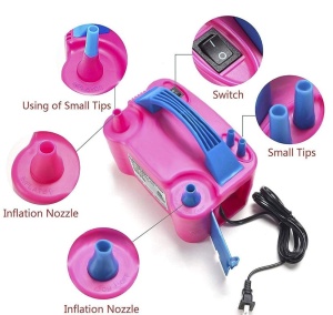 Pompa electrica dubla pentru umflat baloane cu aer, Putere 600W, Roz - Img 10