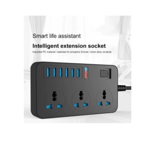 Prelungitor cu 3 prize si 6 USB 3.1A cu impamantare si protectie copii - Img 3