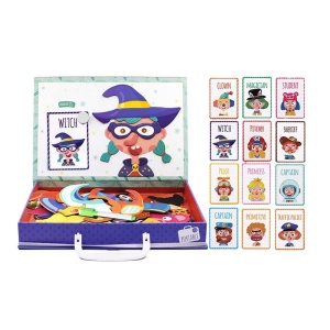 Puzzle magnetic Vrajiroare, cu 12 roluri diferite, din lemn, pentru copii 3 ani+, 27x20x4 cm, multicolor - Img 1
