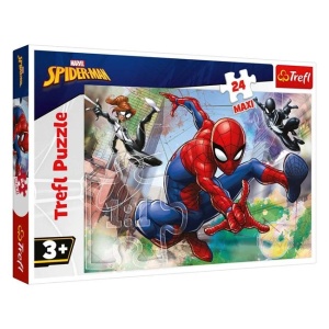 Puzzle Spiderman cu 2 Super Eroi, 24 Piese, 60x40cm