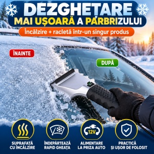 Racletă Electrică Auto cu Încălzire 12V pentru Parbriz și Geamuri, Dezghețare Gheață, Alimentare la Priza Auto, Buton ON/OFF - Img 2