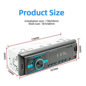 Radio MP3 Player Auto, cu Bluetooth, Afisaj in 7 Culori, 1Din, Telecomanda, Negru - Img 18