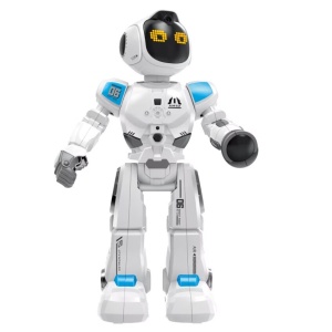 Robot inteligent pentru copii 5+ ani, cu telecomanda, programabil, 50 de miscari, sunete si lumini, 40 cm inaltime, alb - Img 2