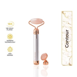 Rola pentru masaj facial Flawless Contour cu vibratii, are 2 capete cu piatra cuart roz - Img 4