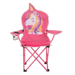 Scaun Camping pentru Copii, Pliabil, Model Unicorn, cu Husa 36x36x75cm, Fucsia - Img 1