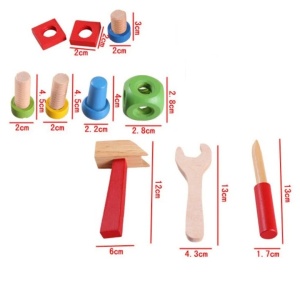 Scaunel de construit si centru de activitati, din lemn, pentru copii 3 ani+, 37.5 x 23.5 x 25.6 cm, multicolor - Img 7