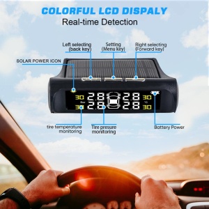 Senzori presiune si temperatura anvelope, cu alarma, incarcare solara, afisaj LCD, alarma, negru - Img 4