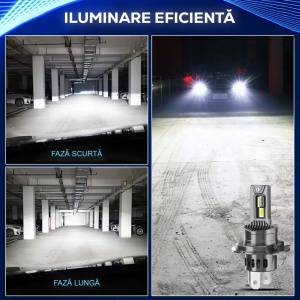 Set 2 Becuri Auto LED H4 cu ventilator, Putere 180W 20000lm 6000k, Plug & Play - Img 6