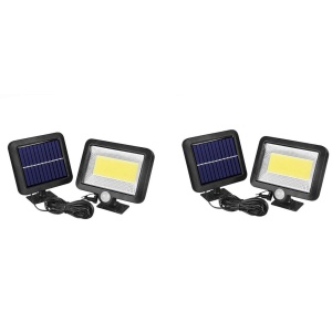 Set 2 Lampa Solara 100 LED-uri COB cu panou detasabil, Putere 30W, Senzor de lumina si miscare