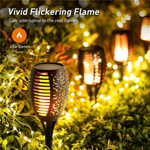 Set 2 lampi solare cu efect flacara, Montaj in sol, Iluminare ambientala exterior - Img 3