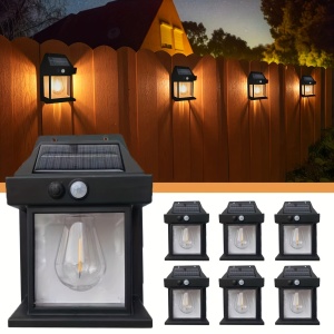 Set 2 x lampa solara de perete, Putere 2W 600LM, Rezistenta la apa IP65, Negru - Img 2