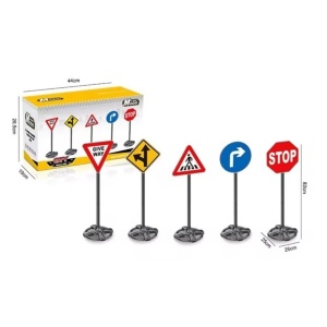 Set 5 semne de circulatie de jucarie, pentru copii 3 ani+, XXL, 82 cm inaltime, multicolor - Img 3