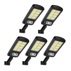 Set 5 x Lampa solara cu 8 cadrane 160 LED COB, Senzor de lumina, miscare si telecomanda