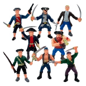 Set 8 Figurine Pirati, pentru copii de 3 ani+, Plastic, 8cm Inaltime, Multicolor