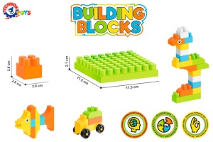 Set 90 piese, cu cuburi de constructie, trenulet si geanta pentru copii - Img 6