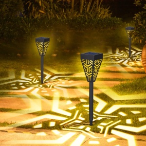 Set cu 4 lampi solare decorative pentru gradina, 2 in 1, suspendata sau infipta, negru, cu lumina alba calda - Img 2