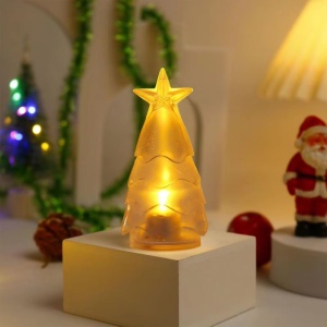 Set cu 6 Lumanari LED Decorative in forma de Bradut de Craciun, Lungime 9cm, Lumina Alba/Galbena - Img 4