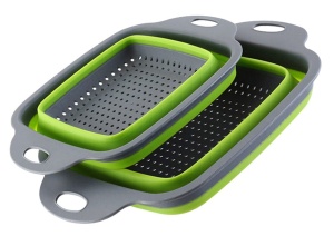 Set de 2 strecuratoari pliabile din silicon, 2 dimensiuni, Gri/Verde, Ideale in orice bucatarie - Img 1