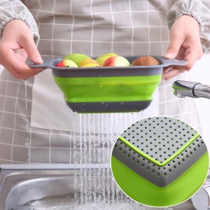 Set de 2 strecuratoari pliabile din silicon, 2 dimensiuni, Gri/Verde, Ideale in orice bucatarie - Img 2