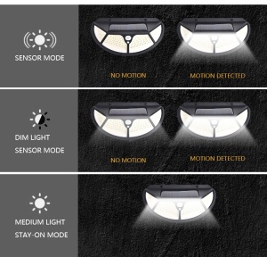 Set de 4 lampi solare de perete Model SH-122 LED COB cu senzor de miscare si lumina, 3 moduri de iluminare - Img 6