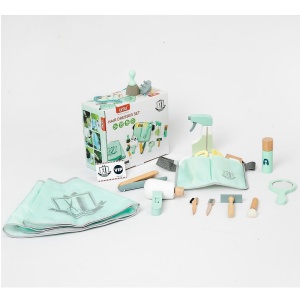 Set de joaca, frizer, din lemn, pentru copii 3 ani+, cu 16 accesorii, 21.5x17.10 cm, maro-albastru - Img 2