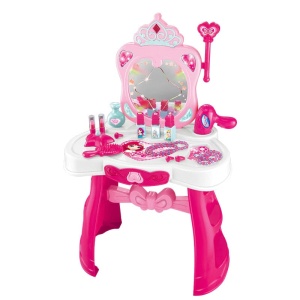 Set de Joaca Frumusete cu Masuta de Make-up, Telecomanda, Oglinda, Lumini/Sunete, Roz - Img 1
