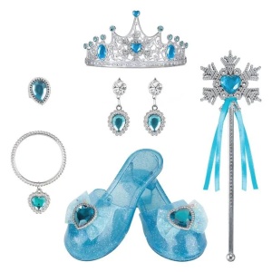 Set de joaca pentru fete cu pantofi bleu & accesorii de printesa