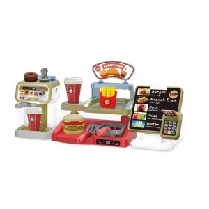 Set de jucarie, Burger Shop, cu casa de marcat, card, multe accesorii, sunete, 52 x 14 x 23 cm, multicolor - Img 1