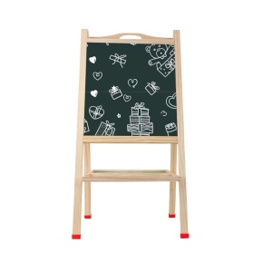 Set Tabla Magentica cu 2 Fete, din Lemn, cu Abac si Ceas, pentru copii 3 ani+, 70 cm inaltime, maro deschis - Img 2