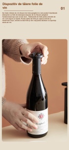 Set Tirbuson Electric, 4 in 1 cu taietor de folie, dop de vid si aerator/varsator de vin, Desfacator Pentru Vin, Premium, Multifunctional, Negru - Img 6
