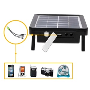 Sistem de iluminare LED cu 2 proiectoare si panou solar, Putere 6V 3W 1200LM, Acumulator 3600mAh - Img 2