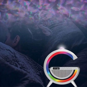 Statie incarcare wireless 3 in 1 cu lampa RGB , Boxa Bluetooth, Ceas Digital - Img 3