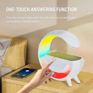 Statie incarcare wireless multifunctionala cu Lampa LED RGB, Boxa Bluetooth, Ceas - Img 4