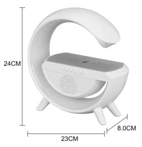 Statie incarcare wireless multifunctionala cu Lampa LED RGB, Boxa Bluetooth, Ceas - Img 7