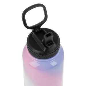 Sticla izoterma cu pai, din otel inoxidabil, Capacitate 1000ml, Roz - Img 3