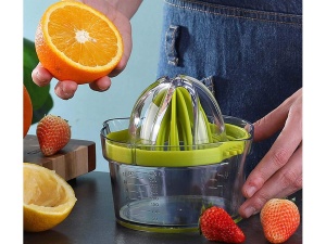 Storcator manual de citrice, din plastic, recipient transparent cu capacitate de 400ml si sita pentru samburi, verde - Img 4