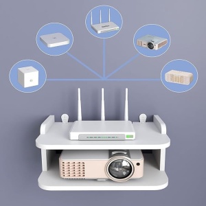 Suport de perete pentru router si alte obiecte, 20x30x14cm, alb - Img 5